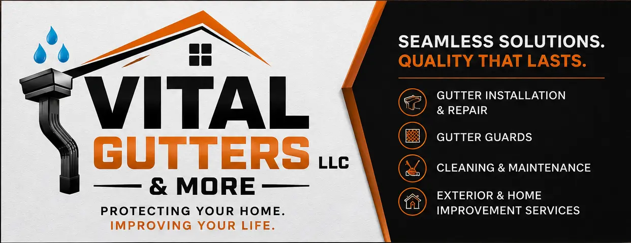 Vital Gutters & More LLC branding with gutter installation services